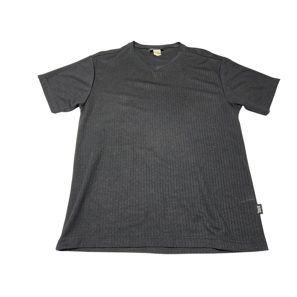 ODO Ribbed V Neck T Shirt Men's Medium Black Made in USA